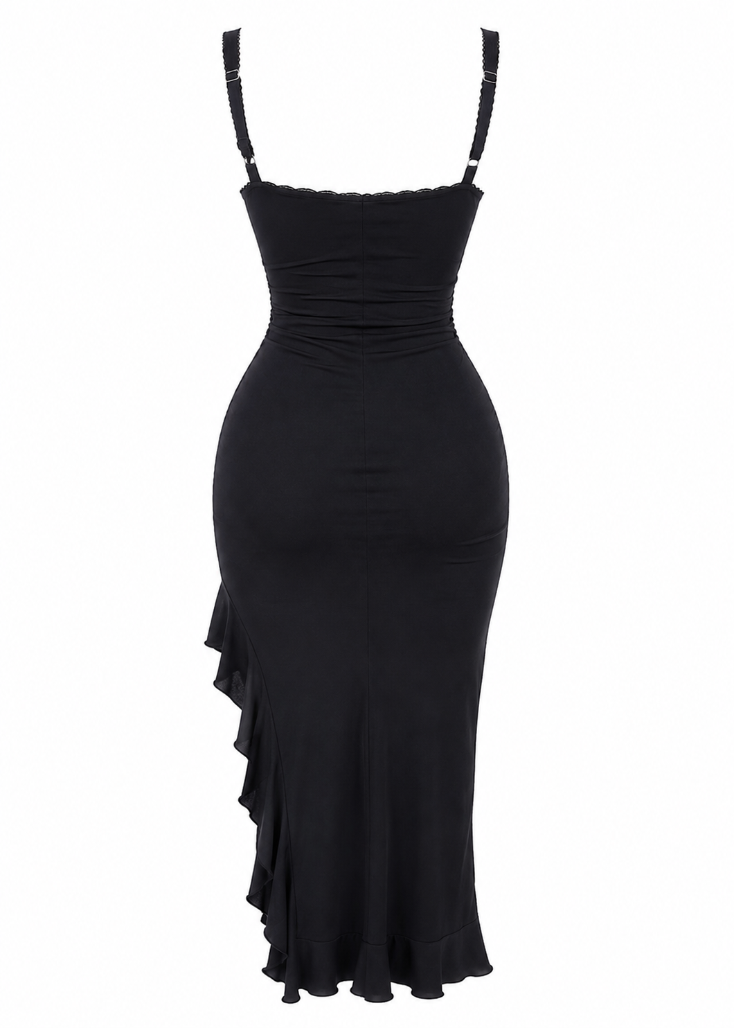 The Alcyona - Lace Ruffle Backless Long Dress