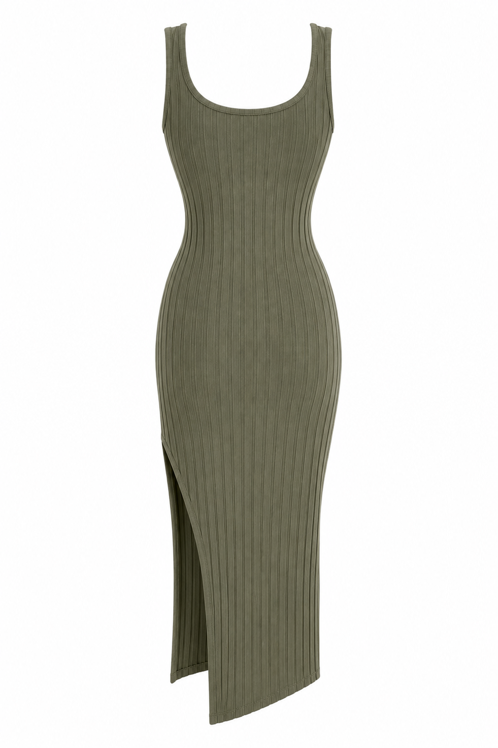 The Svelta - Sleeveless Ribbed Slit Dress