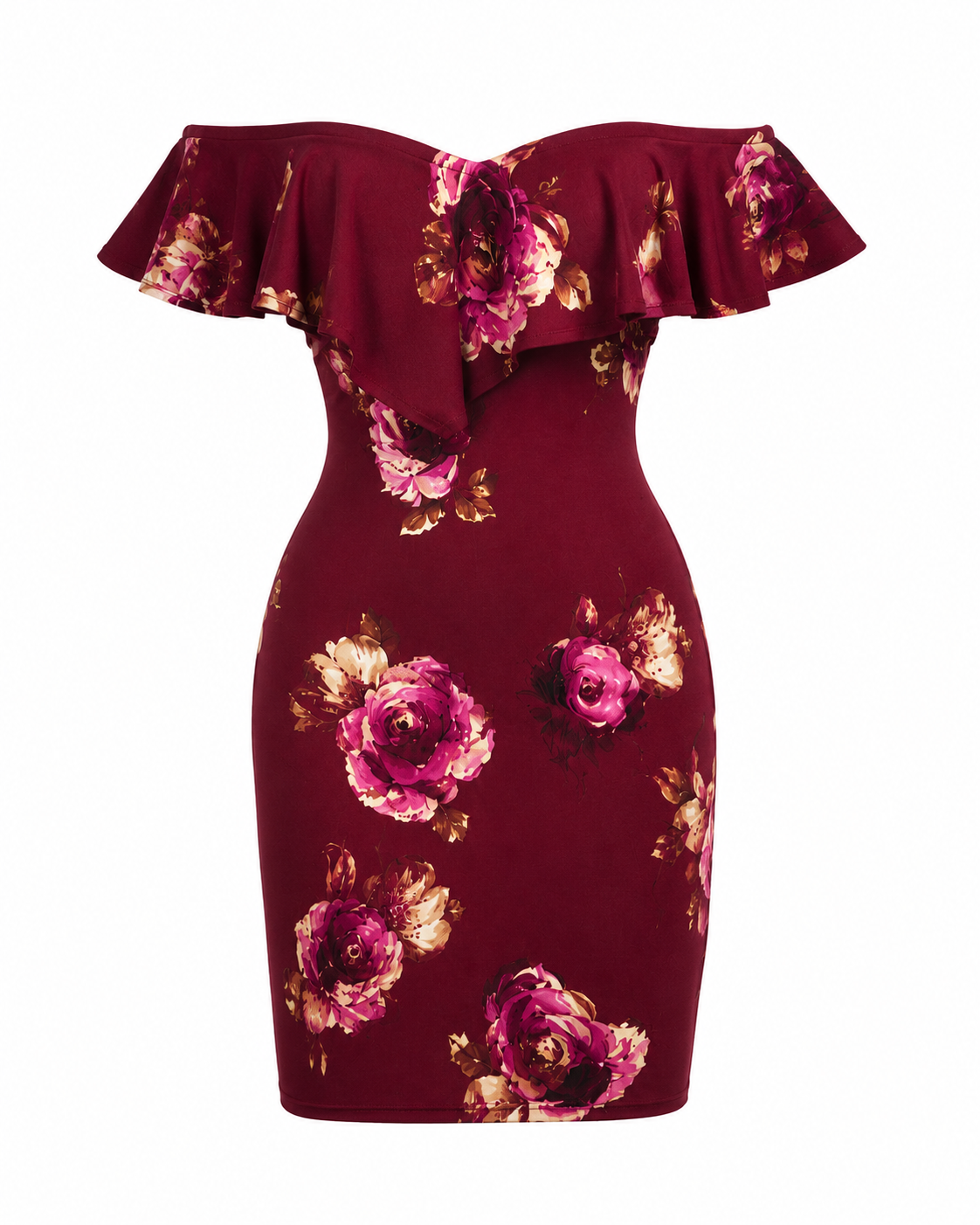 The Vespera - Off-Shoulder Floral Cocktail Dress with Chiffon Overlay
