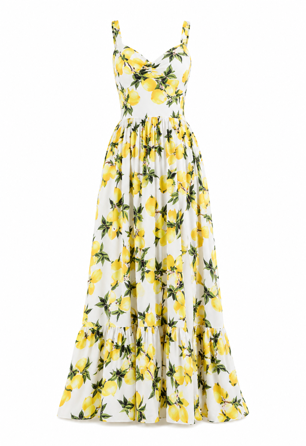 The Citrina - Lemon Floral Spaghetti-Strap Backless Dress