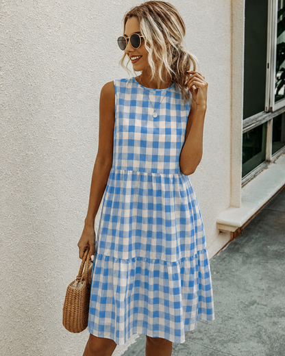 The Aprica - Plaid Round Neck Dress
