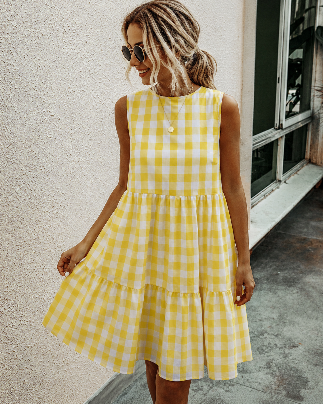 The Aprica - Plaid Round Neck Dress