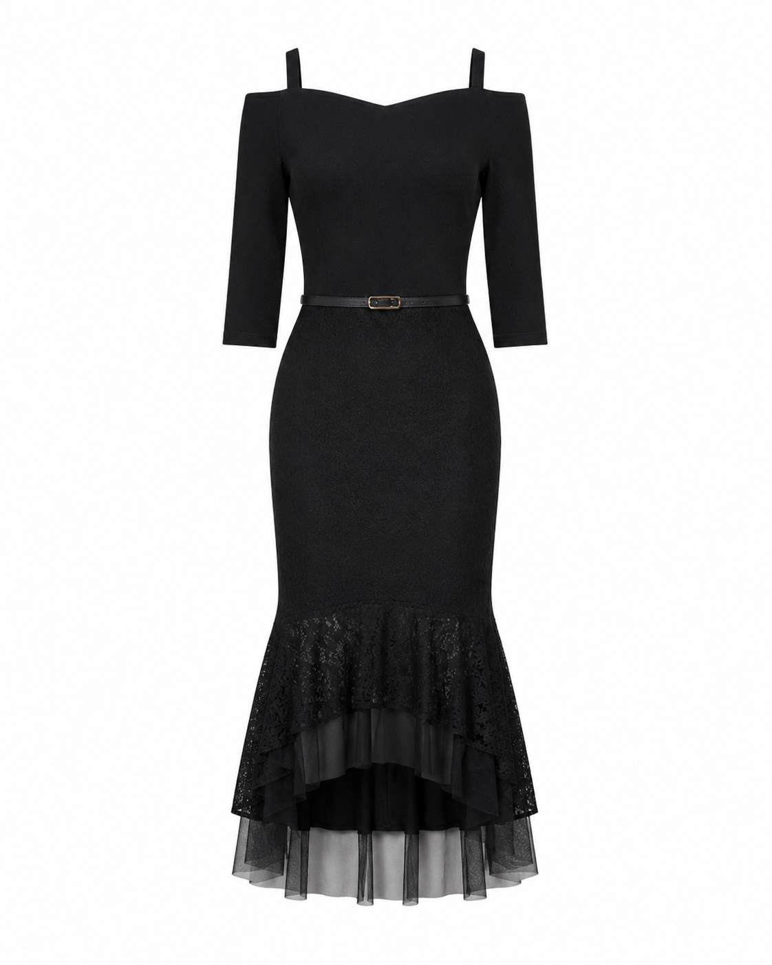 The Veloura - Cold-Shoulder Sleeve Mermaid Dress