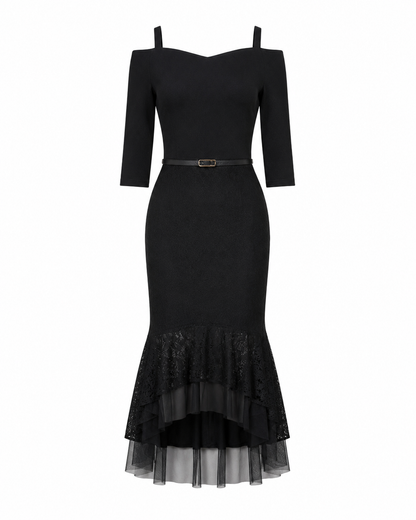The Veloura - Cold-Shoulder Sleeve Mermaid Dress