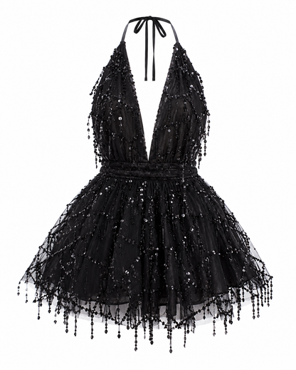 The Stellata - Backless Sequin Maxi Dress with Spaghetti Straps
