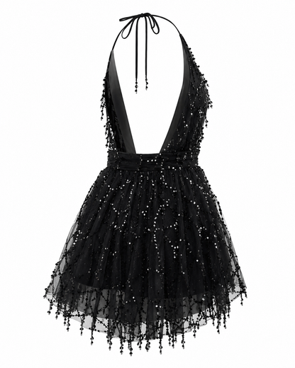 The Stellata - Backless Sequin Maxi Dress with Spaghetti Straps