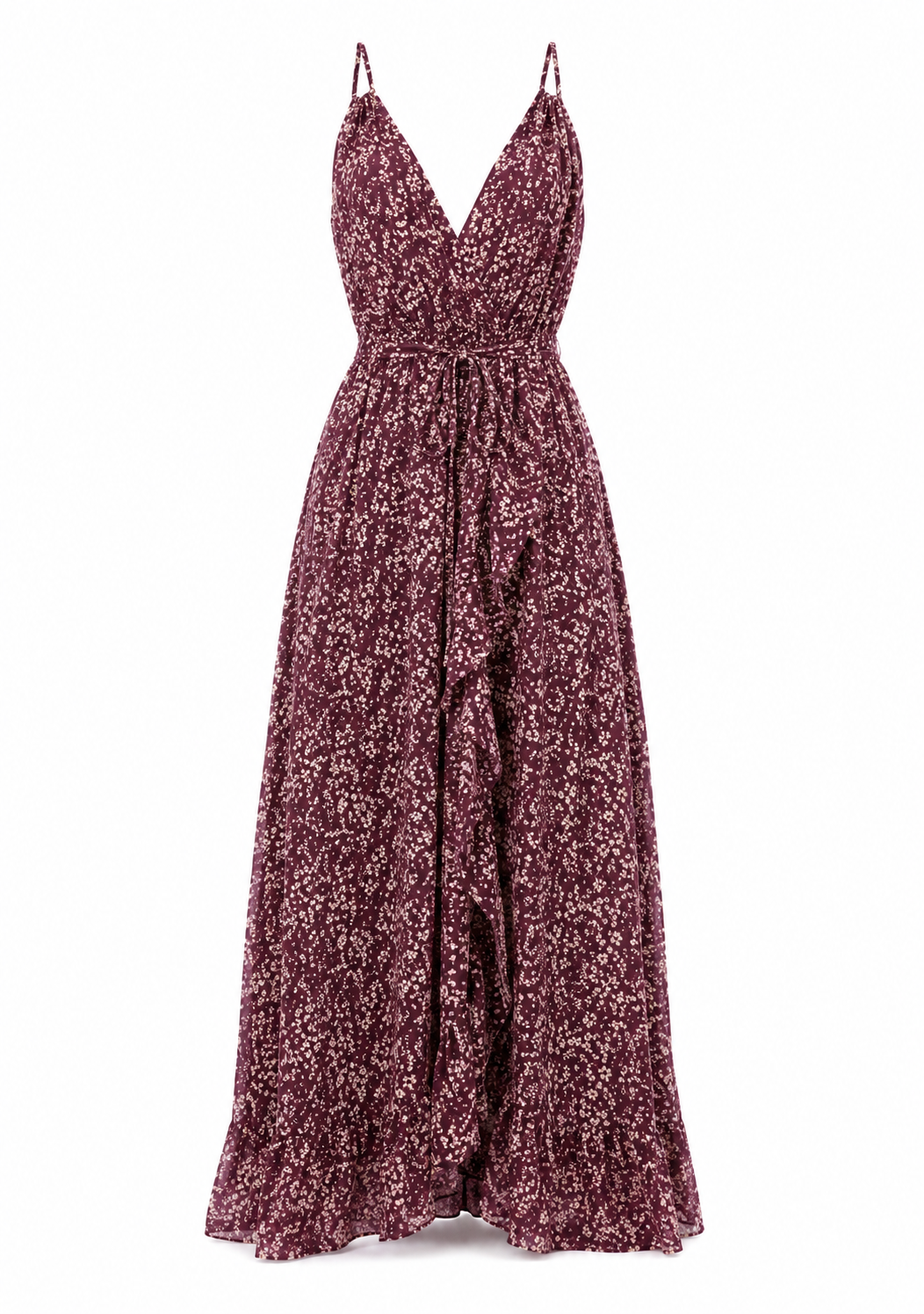 The Vinea - Floral Print Spaghetti Strap Maxi Dress