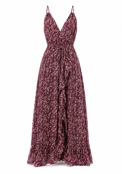The Vinea - Floral Print Spaghetti Strap Maxi Dress