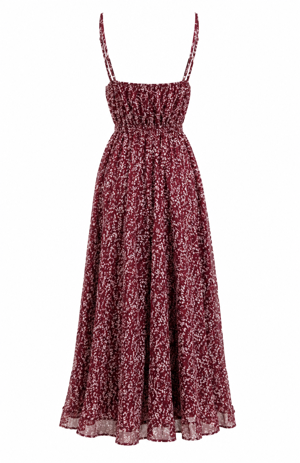 The Vinea - Floral Print Spaghetti Strap Maxi Dress