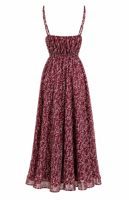 The Vinea - Floral Print Spaghetti Strap Maxi Dress