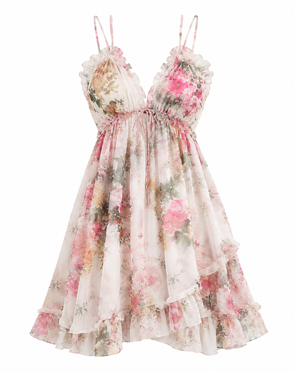 The Lavinia – Floral Ruffle Slip Dress