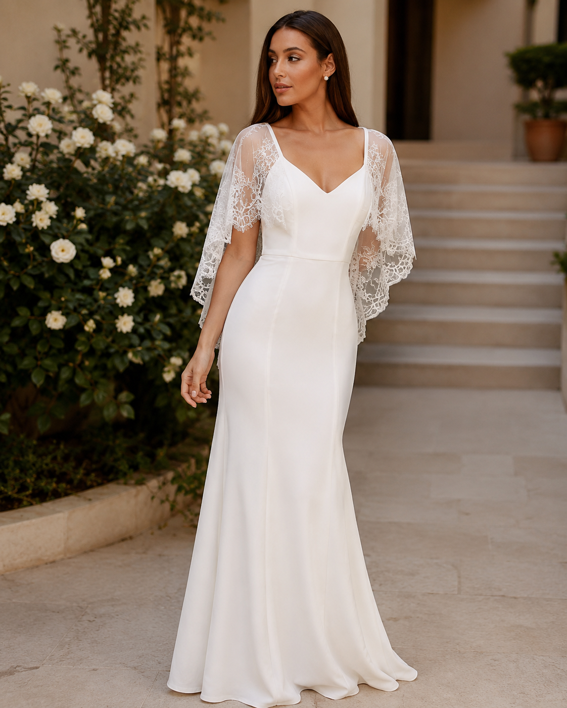The Sabina - Lace Shawl Gown