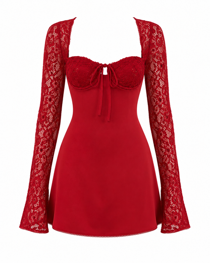 The Candela - Lace Corset Long Sleeve Backless Dress