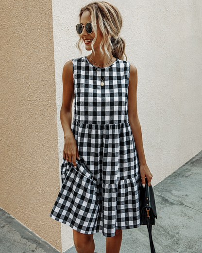 The Aprica - Plaid Round Neck Dress