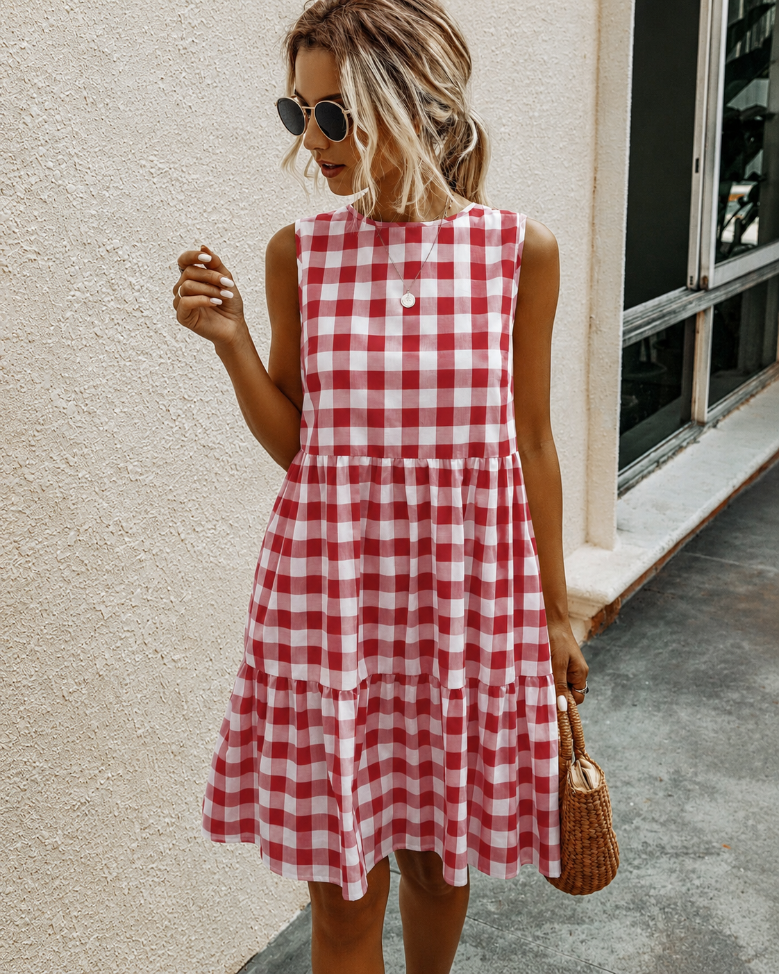 The Aprica - Plaid Round Neck Dress