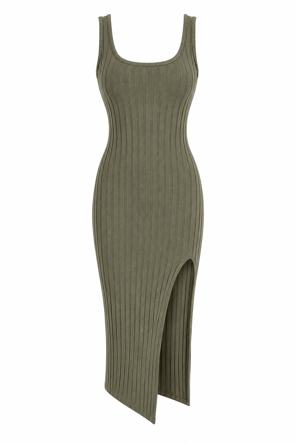 The Svelta - Sleeveless Ribbed Slit Dress
