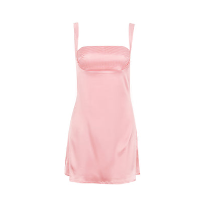 The Lucilla - Satin Lace-Back Mini Dress