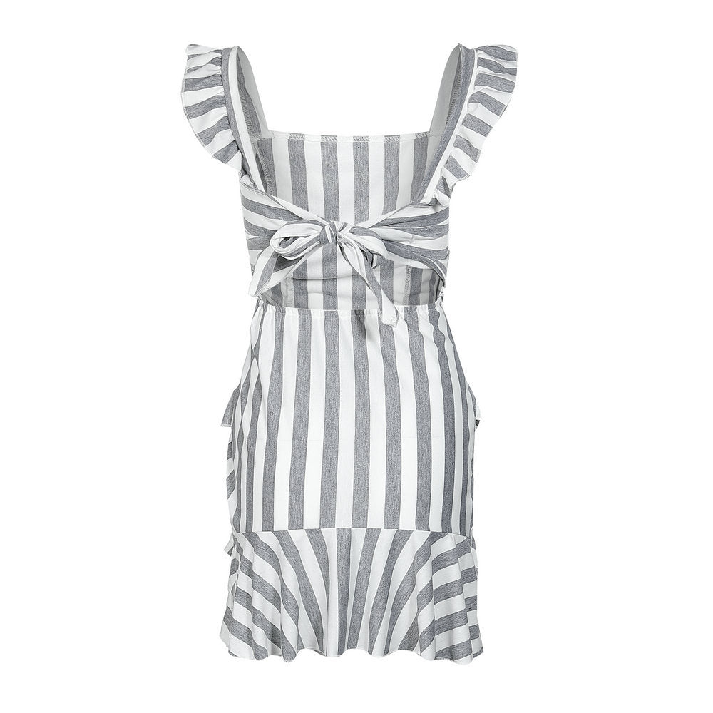 The Junia - Striped Tie-Front Cami Dress